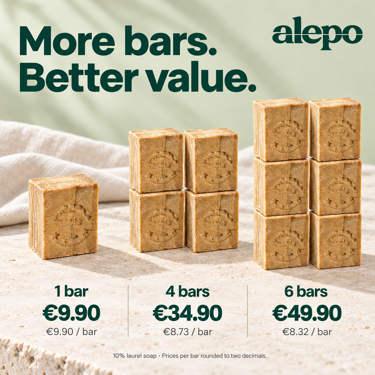 Alepo muilas su 10 % laurų aliejaus