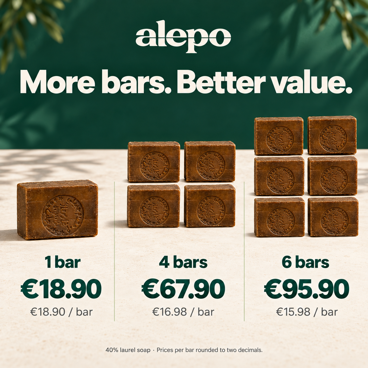 Alepo muilas su 40 % laurų aliejaus