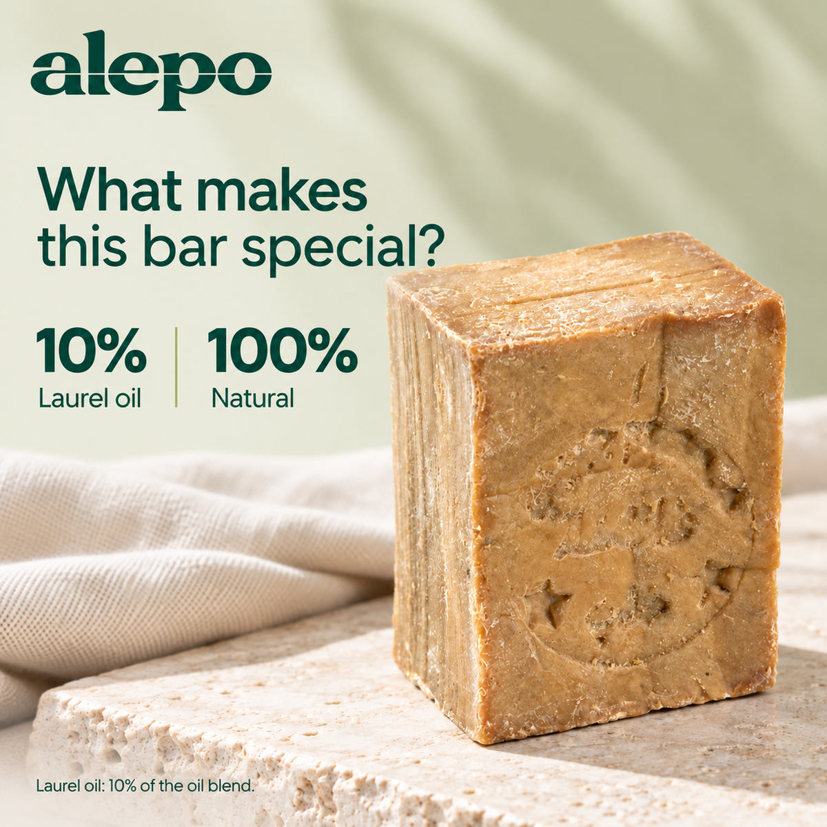 Alepo muilas su 10 % laurų aliejaus